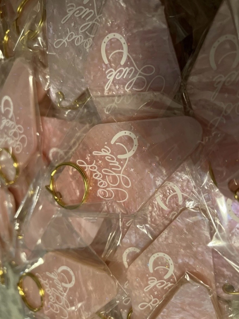 LOT of 96 Motel Keychains - Pink - Good Luck Horseshoe Design - Gift Wholesale